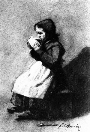 Girl Drinking from a Bowl